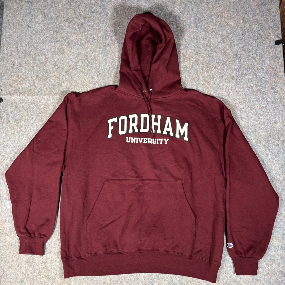 Champion Hoodie Mens XXL Maroon Fordham University NCAA Collegiate Dad Mom Fan